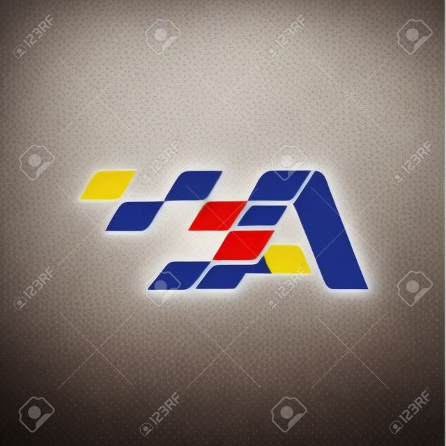 Litera A z logo flagi wyścigów