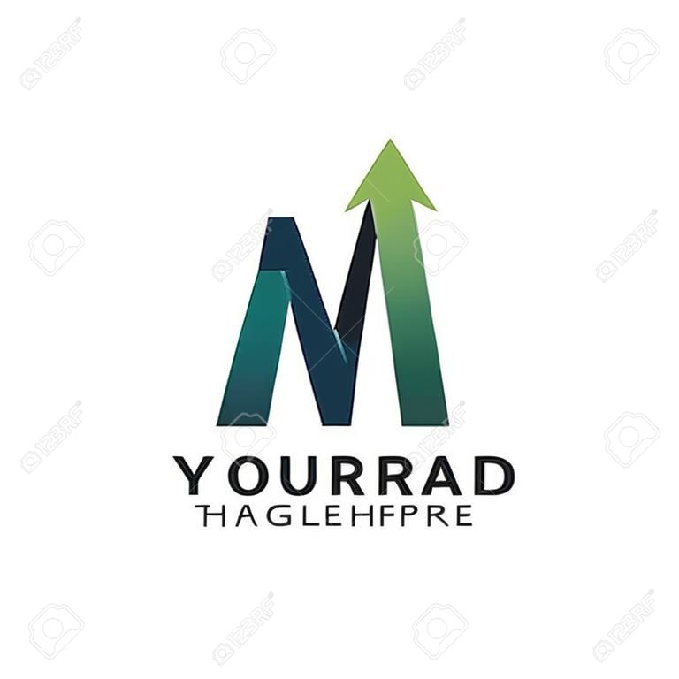 Letter M pijl logo ontwerp template