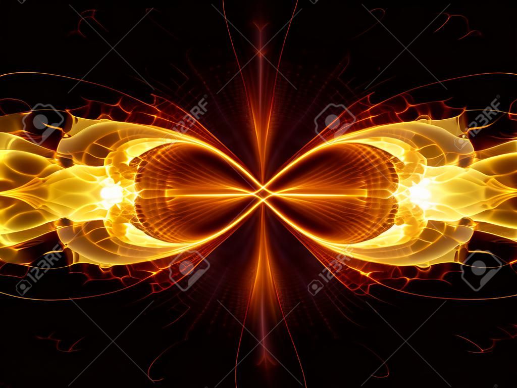 Infinity sign, fire flame, computer generated fractal background