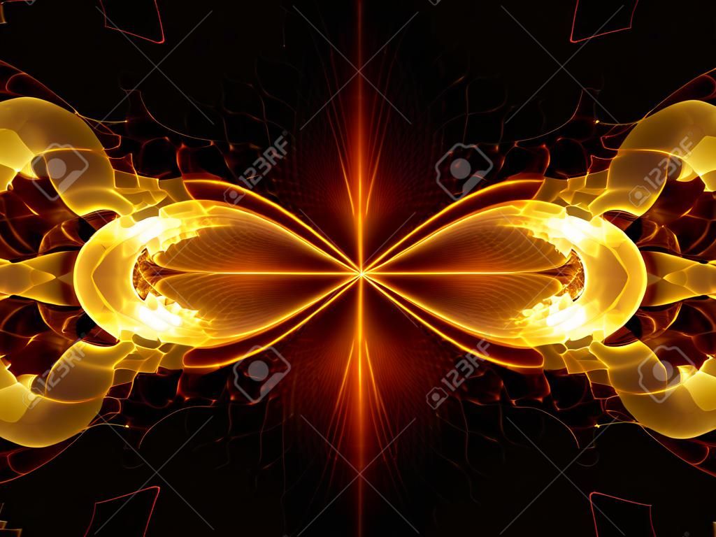 Sinal infinito, chama de fogo, computador gerado fundo fractal