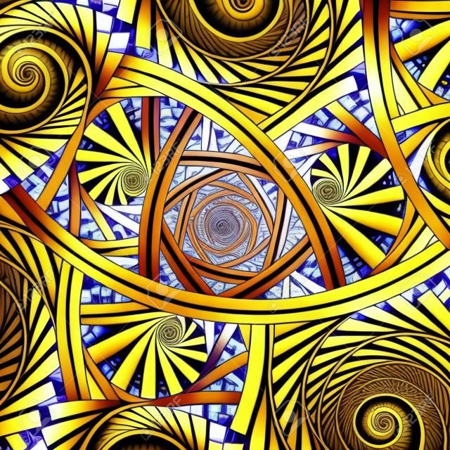 Złote fraktale stosunek spirali, generowany komputerowo streszczenie tle