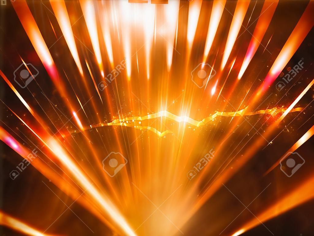 Fiery Sun with rays, computer generated abstract background