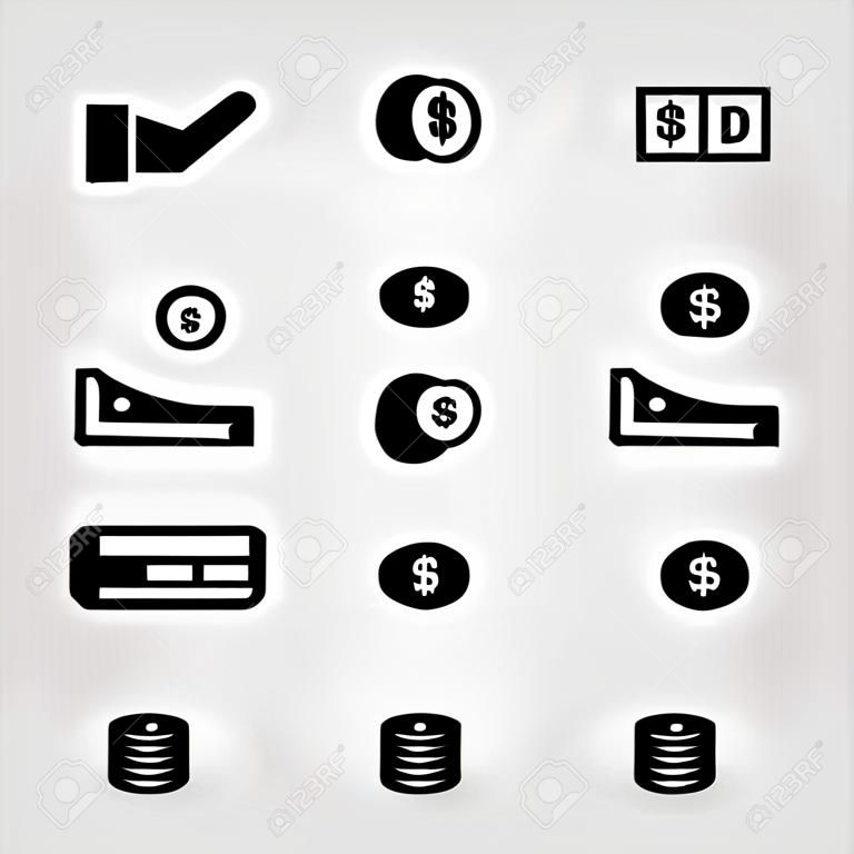 Money vector icons set. money, dollar and coins