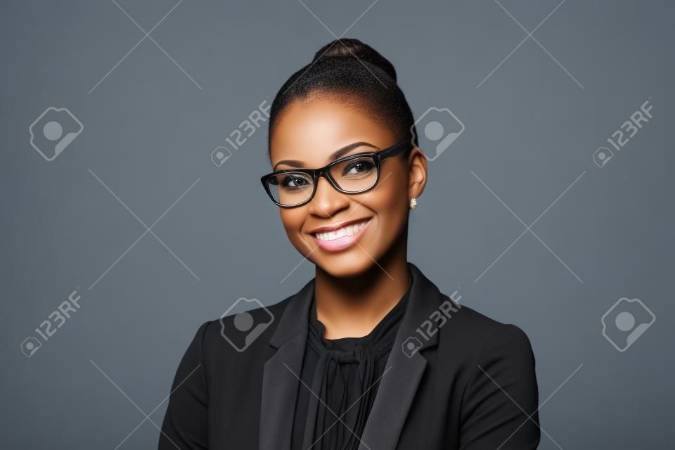 Retrato de una joven mujer afroamericana de negocios - los negros