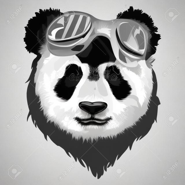大熊貓的臉黑色和白色的矢量速寫