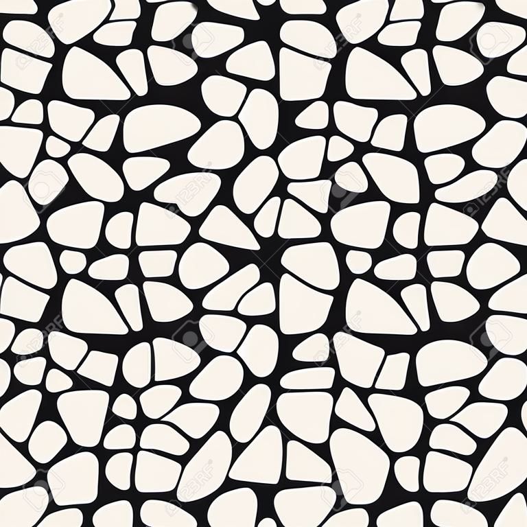 Formes de pêle-mêle arrondies irrégulières organiques. Conception de fond géométrique abstraite. Modèle sans couture noir et blanc de vecteur.