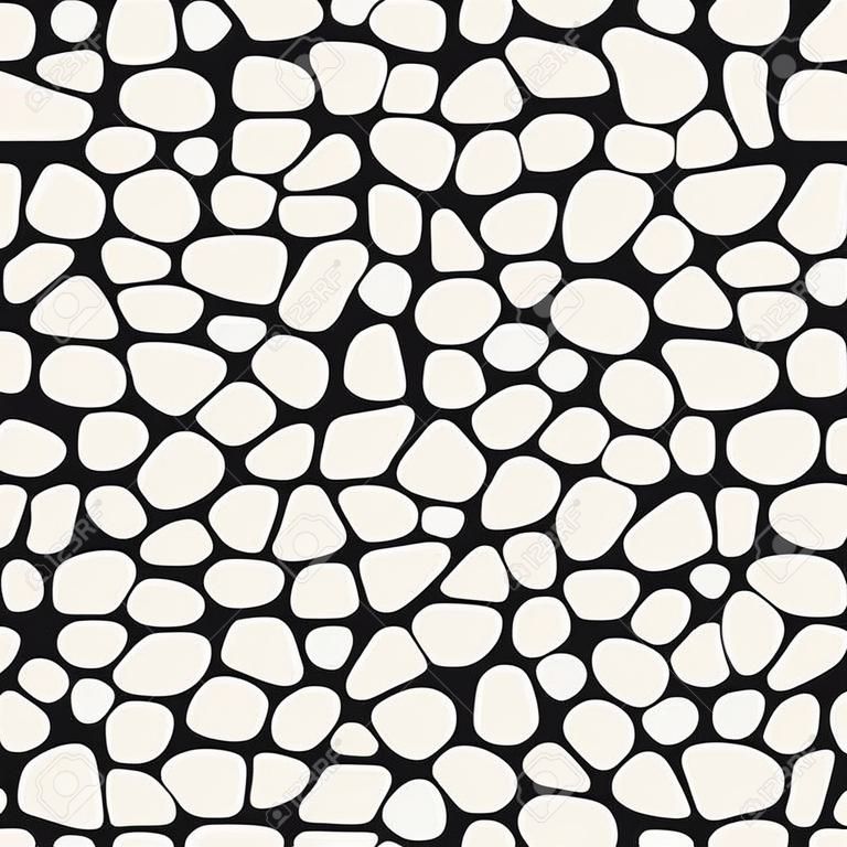 Formes de pêle-mêle arrondies irrégulières organiques. Conception de fond géométrique abstraite. Modèle sans couture noir et blanc de vecteur.