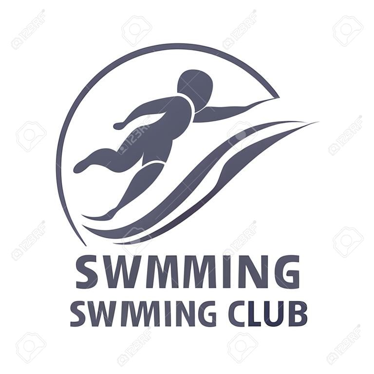 Swimming club logo templates. Fitness, Aerobic, workout exercise in gym. Sport badges and labels. Black and white logo templates for your design. Vector illustration isolated on white background.