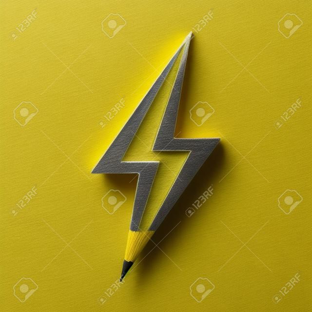 żółty ołówek w kształcie grzmotu