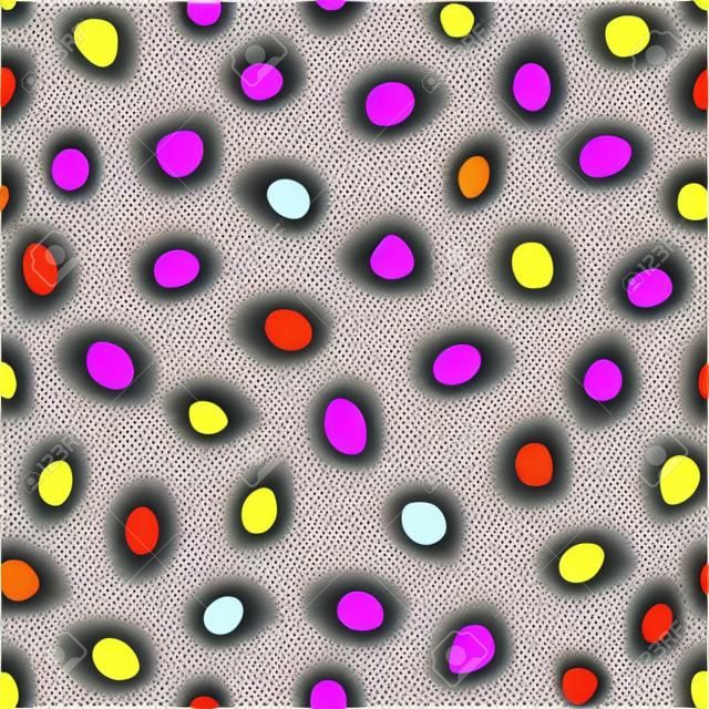 Hipster colorido sem emenda polka padrão de ponto. Vector textura abstrata irregular com manchas desenhadas à mão aleatórias. EPS 10