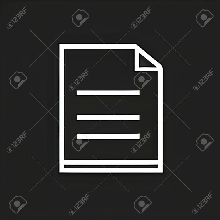 Documento icon ilustração vetorial plana. Símbolo de documentos isolados. Pictograma de design gráfico de página de papel em fundo preto