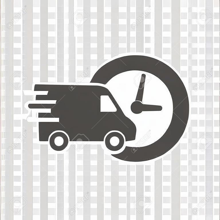 クロック ベクター イラスト配信 24 h トラック。24 時間の高速配信サービス出荷アイコン。ビジネス、マーケティングやモバイル アプリ インターネット概念の簡単なフラット ピクト
