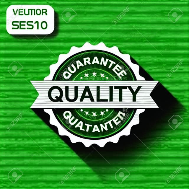Guarantee quality rubber stamp icon. Business concept quality stamp pictogram. Vector illustration on green background with long shadow.