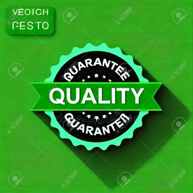 Guarantee quality rubber stamp icon. Business concept quality stamp pictogram. Vector illustration on green background with long shadow.