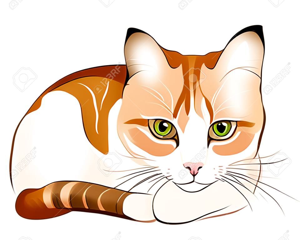 hand drawn portrait of  ginger tabby cat