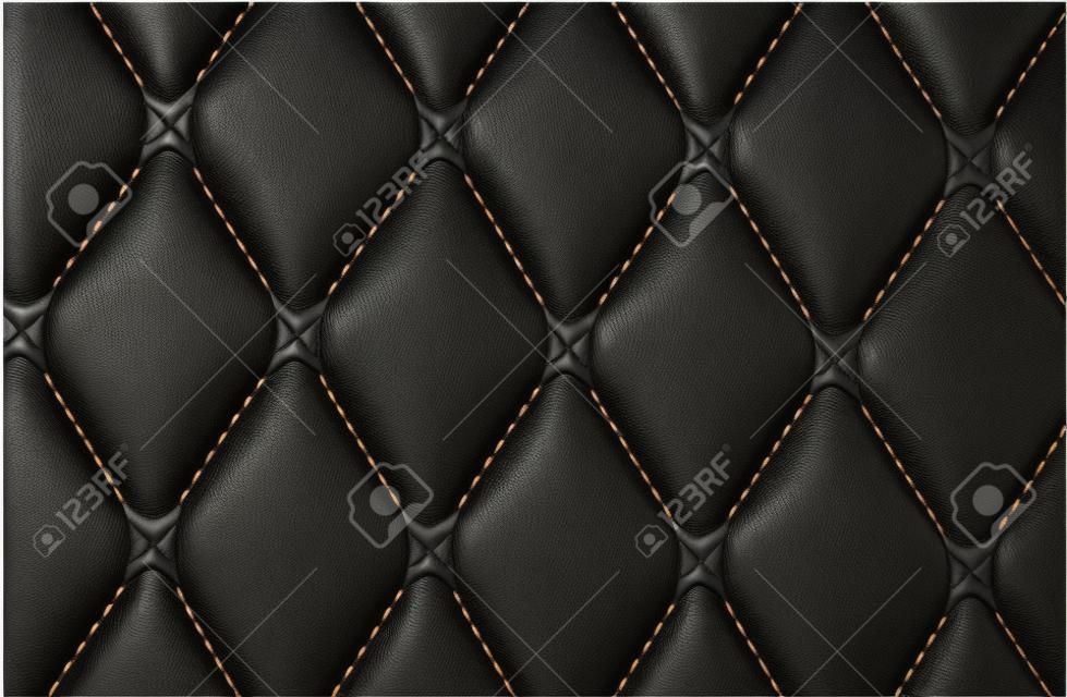 Tapis en cuir noir classique avec coutures beiges droites en cuir souple pour machine avec motif texturé concept background business tissu
