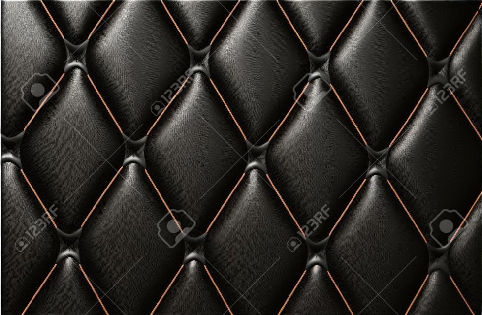 Tapis en cuir noir classique avec coutures beiges droites en cuir souple pour machine avec motif texturé concept background business tissu