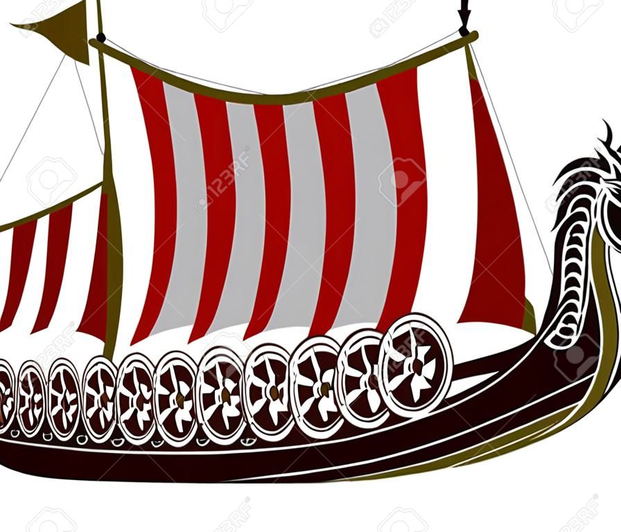 plantilla barco vikingo ilustración vectorial