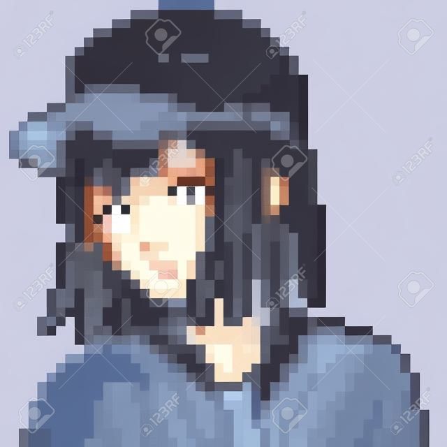 vector pixel art anime meisje geïsoleerde cartoon