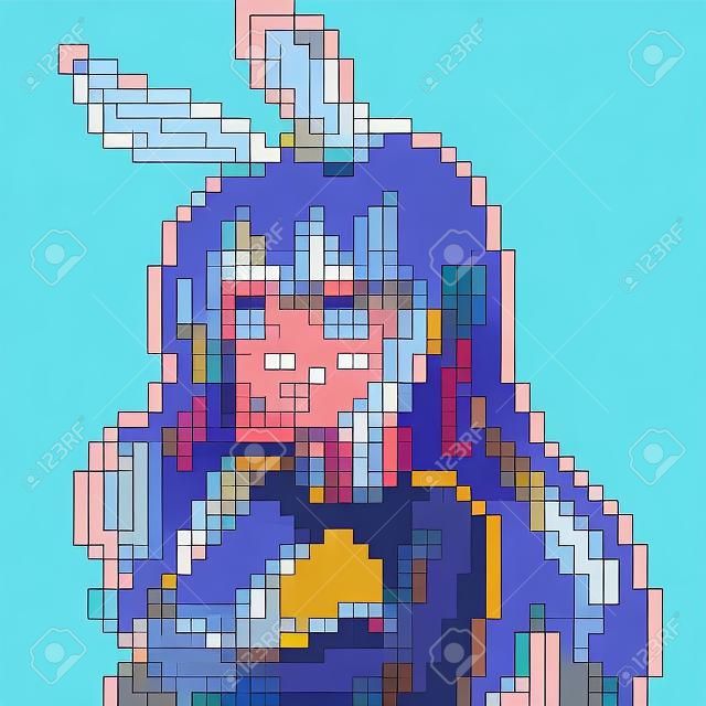 vecteur pixel art anime girl isolé dessin animé