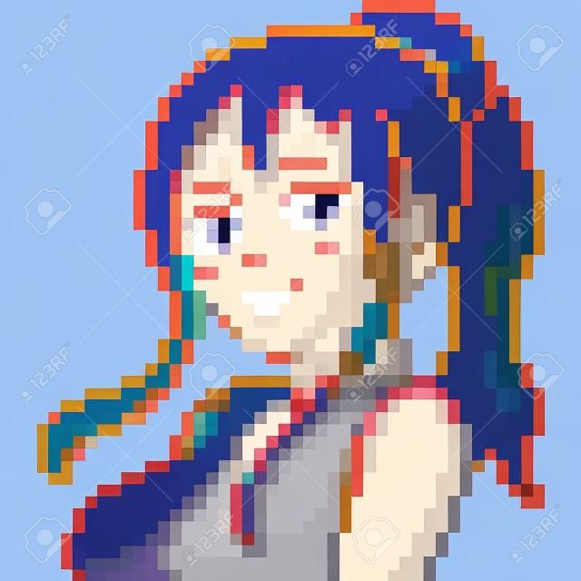 vector pixel art anime girl isolated cartoon
