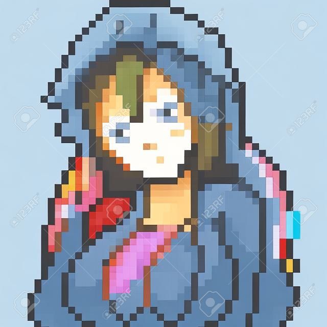vector pixel art anime girl isolated cartoon
