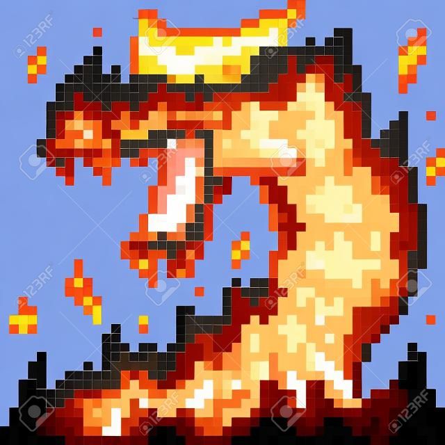 vetor pixel arte fogo dragão isolado desenho animado