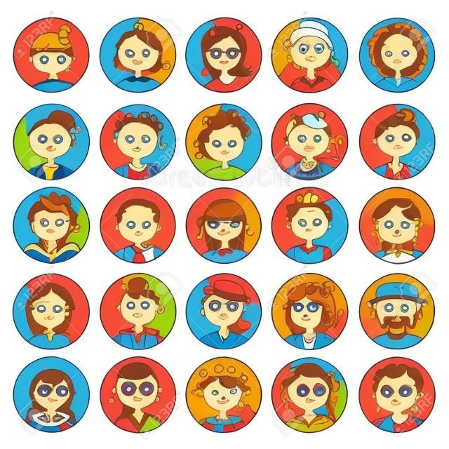 Premium Vector  Female face expression doodle funny cute emotion