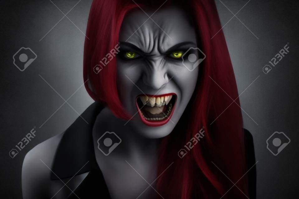 Portret wściekły Lady Vampire.