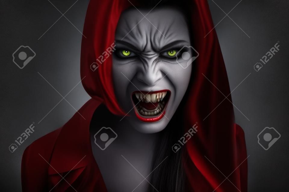 Portret wściekły Lady Vampire.
