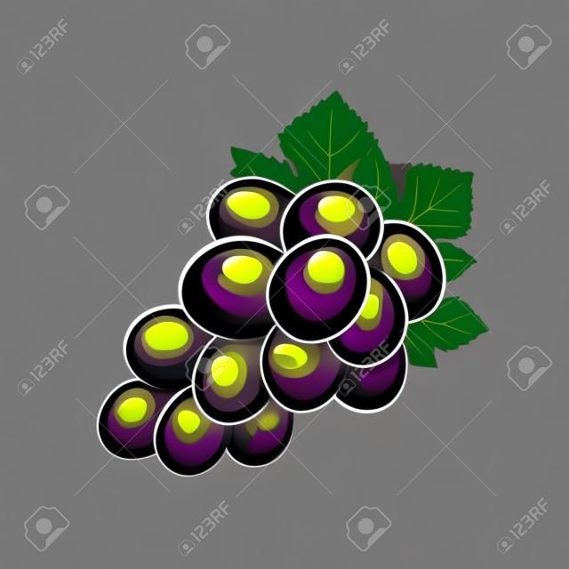 Grapes icon isolated on black background. Vector illustration