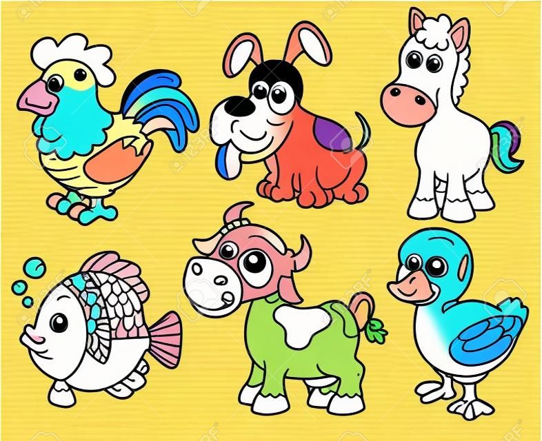 illustration of farm animals cartoon Coloring book