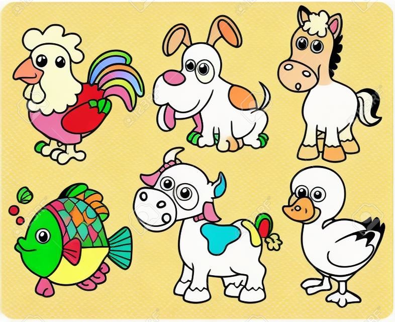 ilustración de la granja de animales para colorear libro de dibujos animados