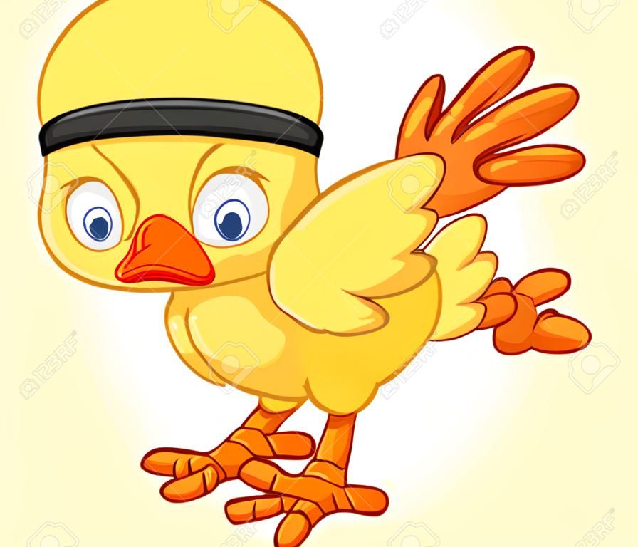 Иллюстрация мультфильм цыпленок удар каратэ