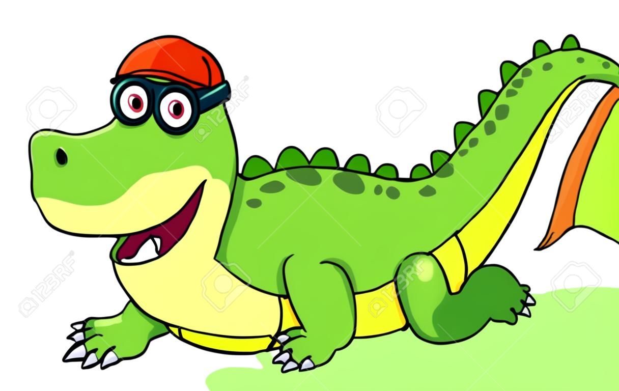 illustration of Cartoon crocodile swimming