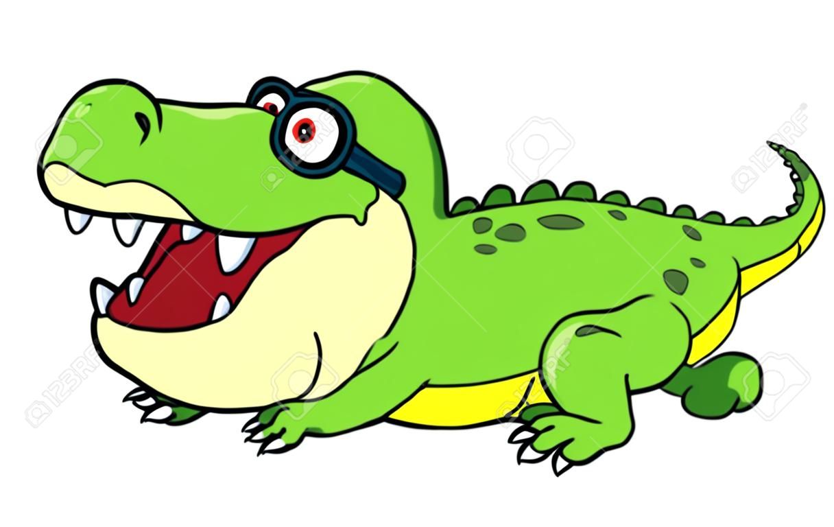 illustratie van Cartoon krokodil zwemmen