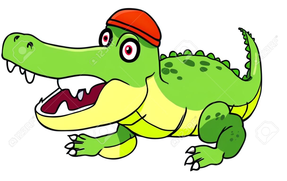 ilustración de dibujos animados de la natación del cocodrilo