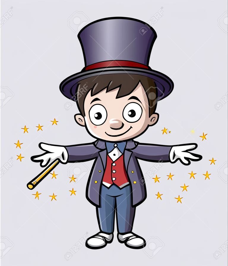 illustration of Boy Magician cartoon