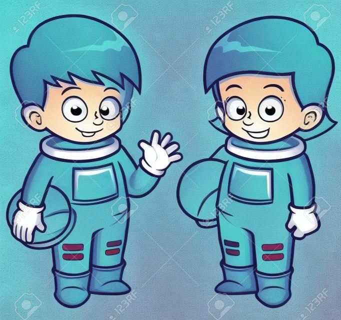  illustration of Cartoon astronaut kids