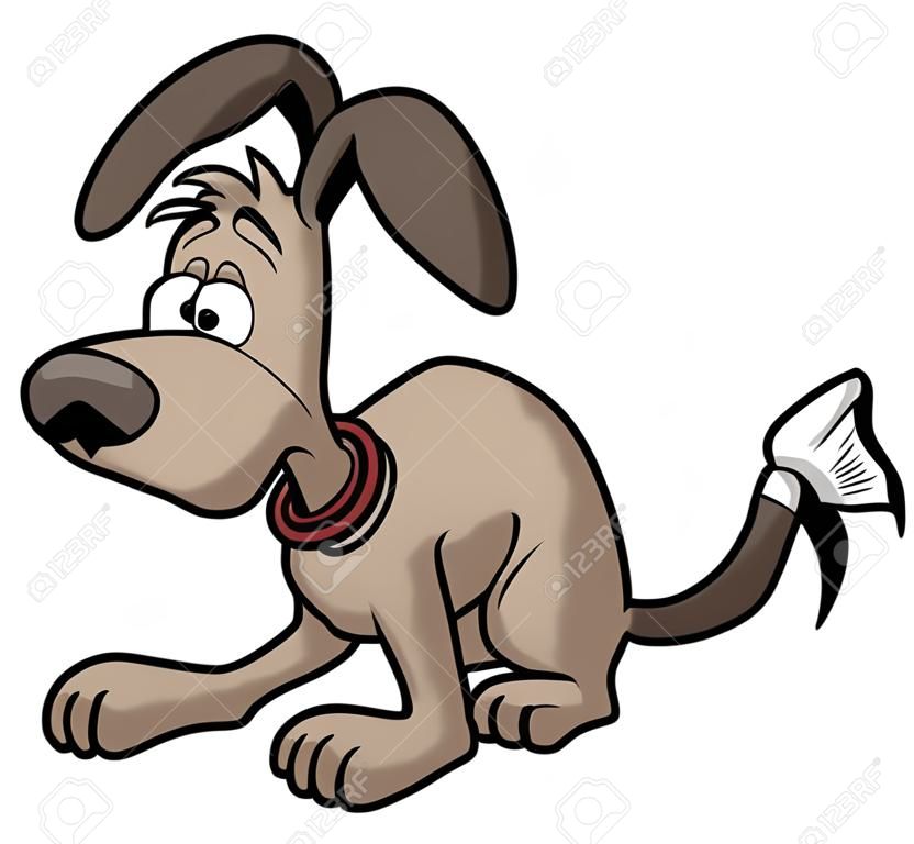 Ilustracja wektorowa z chorym psem z kreskÃ³wki