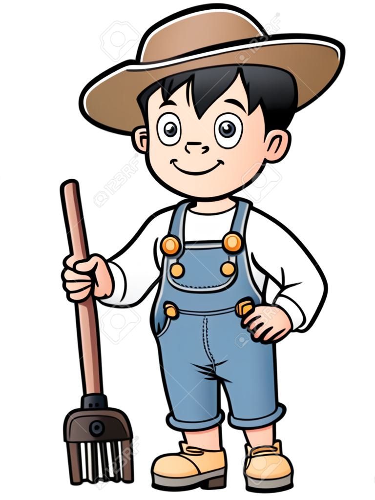 Vector illustration du dessin animé petit agriculteur