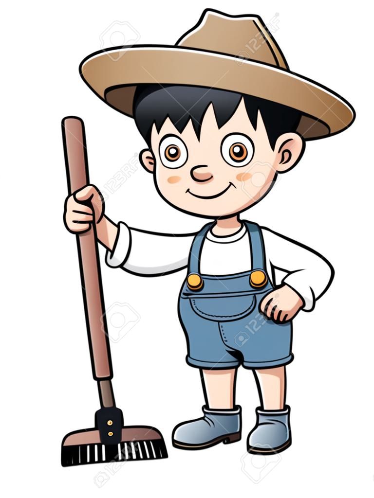 Vector illustration of Cartoon little farmer