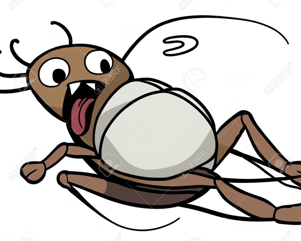 Ilustración vectorial de dibujos animados cucaracha muerta