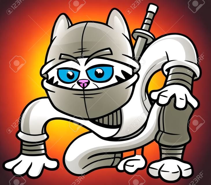 卡通貓忍者的矢量插圖