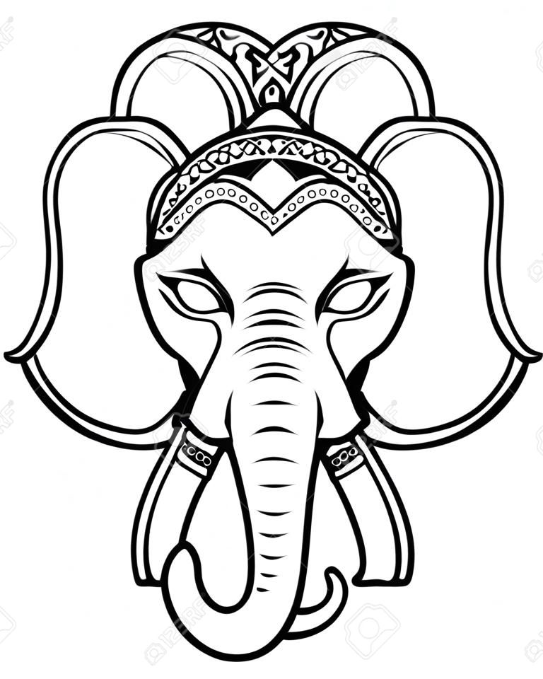 illustration of Elephant head - Outline