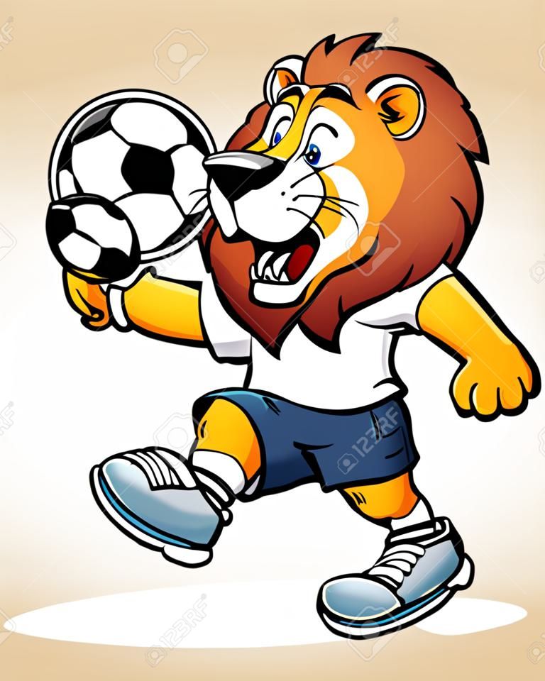 illustration of Cartoon Soccer player - Lion