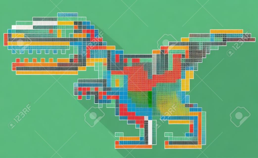 Illustrazione vettoriale di Cartoon Pixel dinosauro design