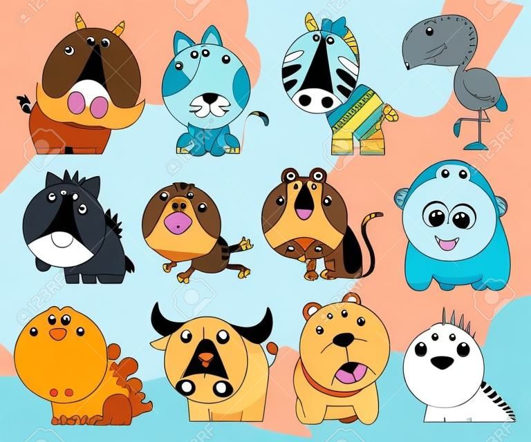 Vector illustration of Animals cartoons collection. funny animals. Cute animals