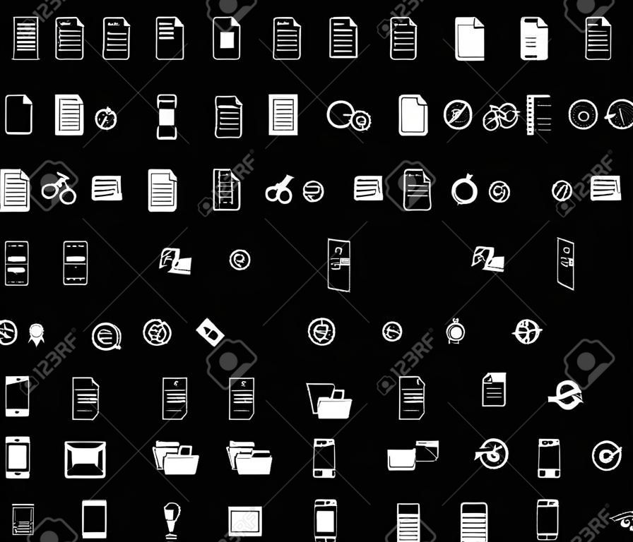Illustrazione delle icone della cartella di archivio su fondo nero.