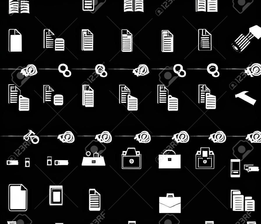File folder icons illustration on black background.